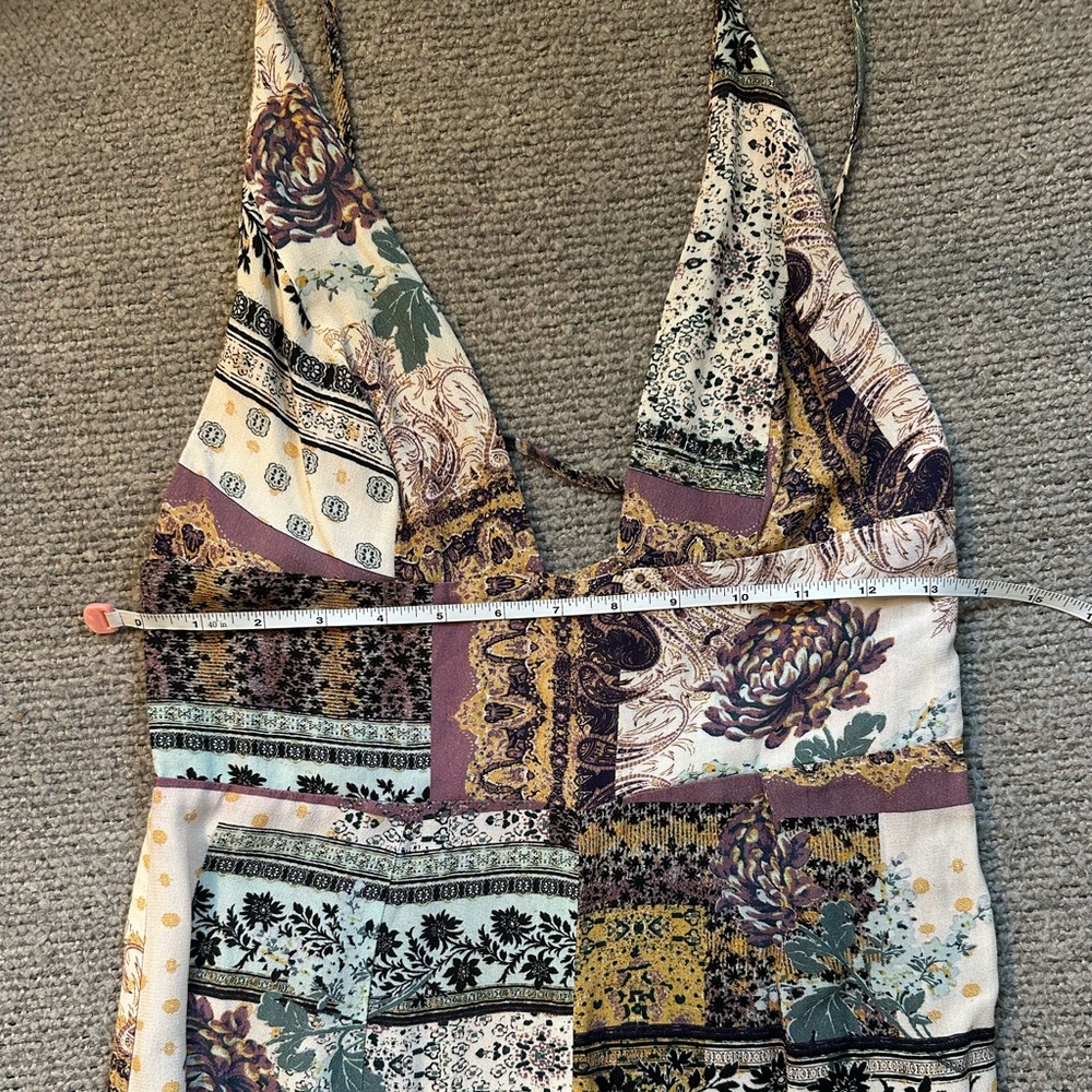 Free People Margarita Patchwork Jumpsuit 4 Boho Hippie Festival Paisley Wide Leg - Picture 13 of 16
